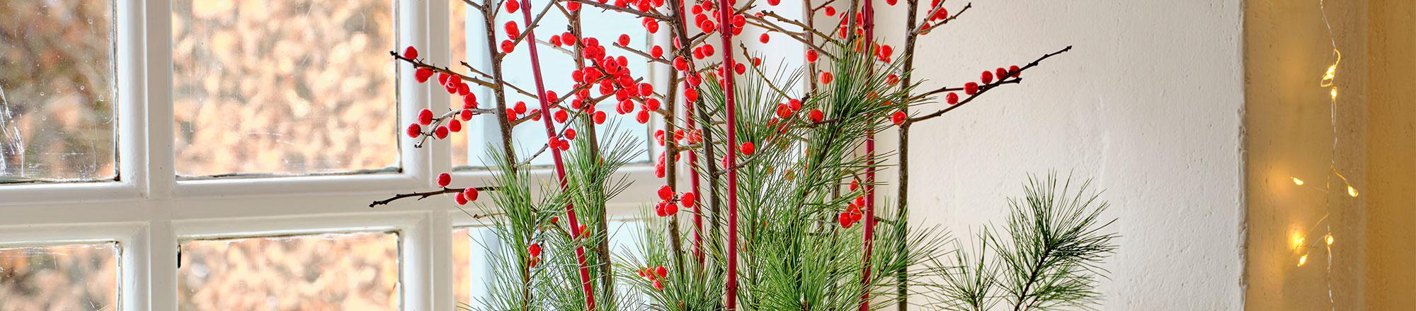 DIY: kerststuk met ilextakken